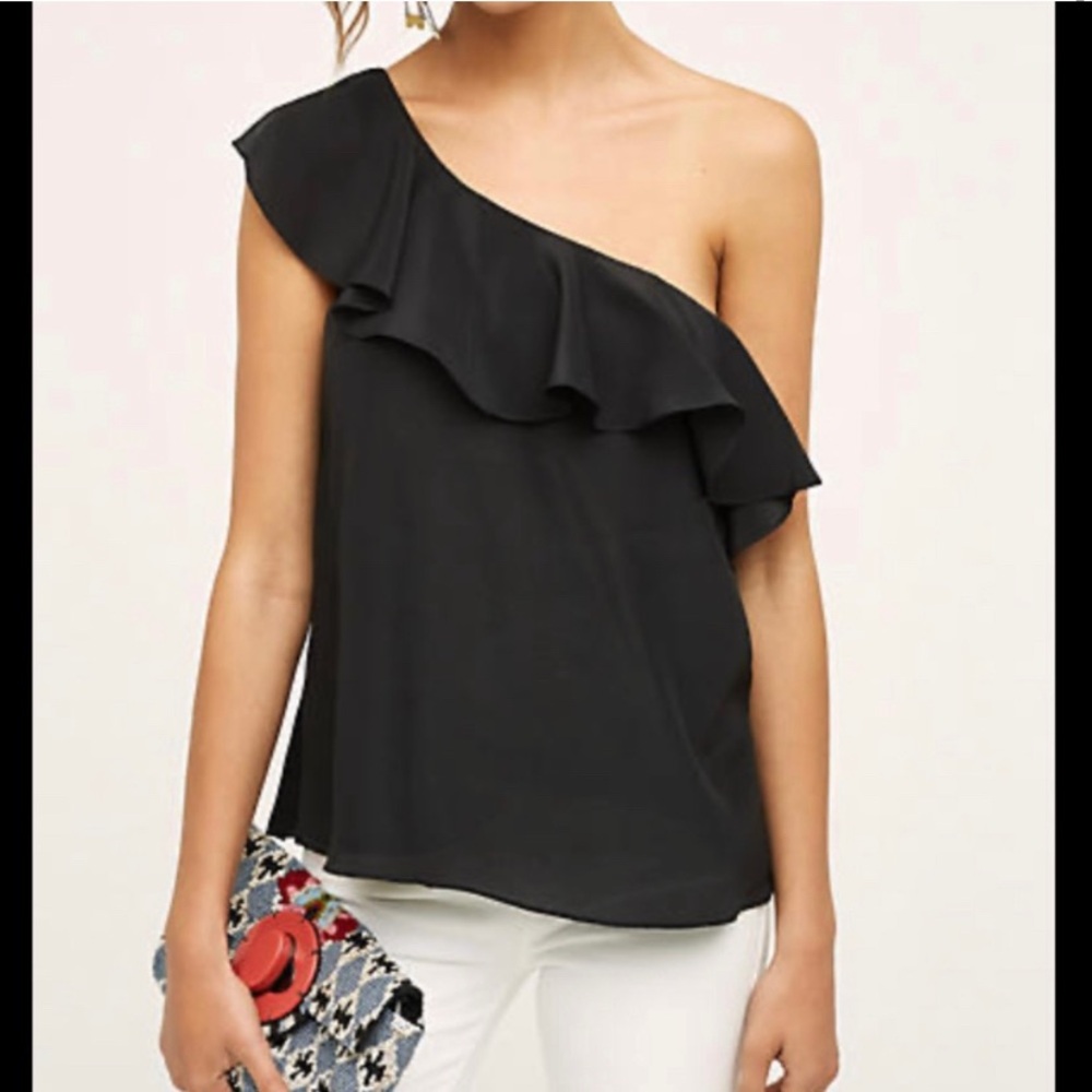 Anthropologie Maeve One-shoulder Ruffle Top
